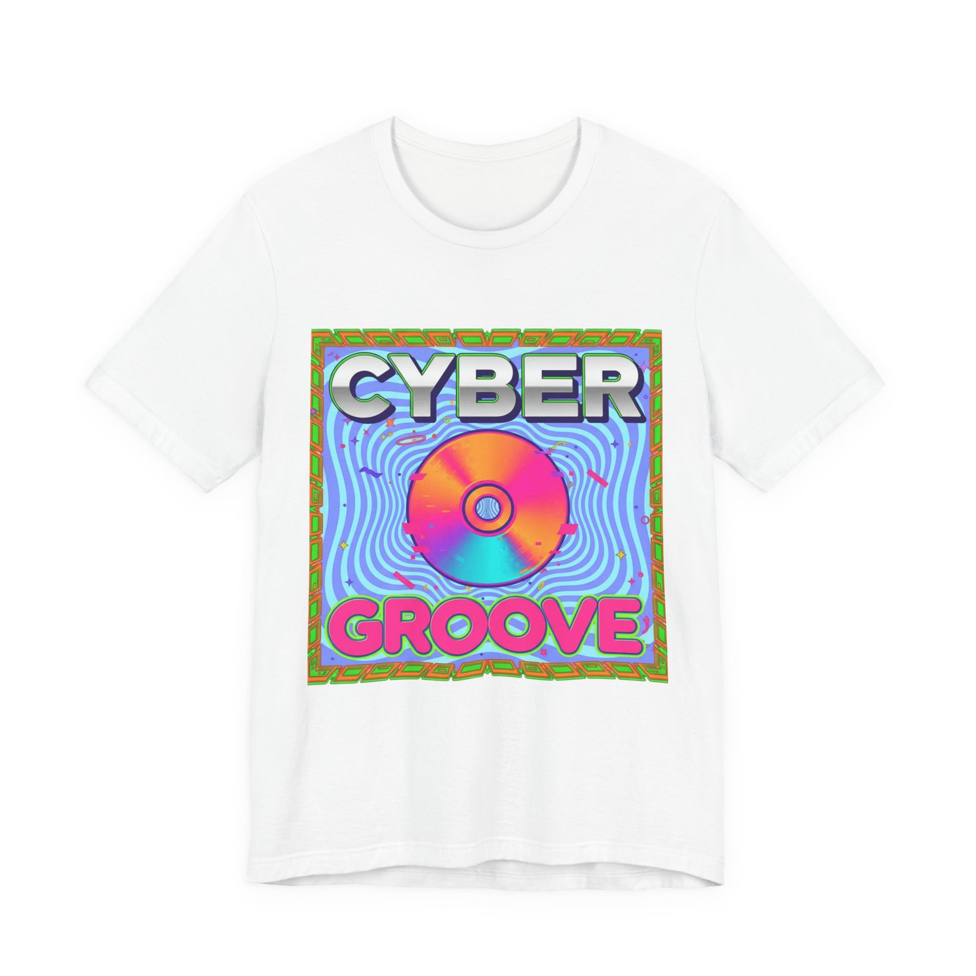 Cyber Groove Tee — Retro Futurist CD Graphic T-Shirt