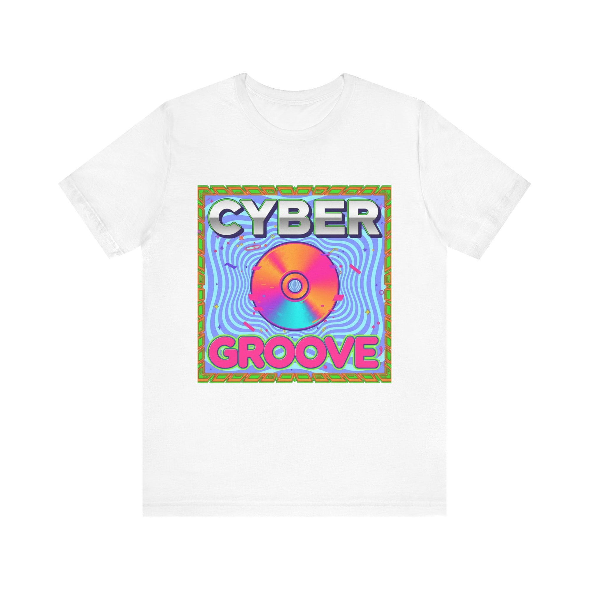 Cyber Groove Tee — Retro Futurist CD Graphic T-Shirt