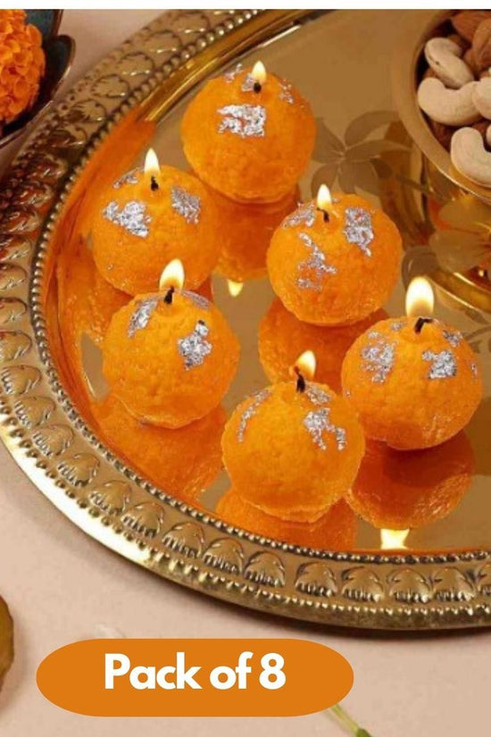 Laddoo Shape Candle Pack of 8