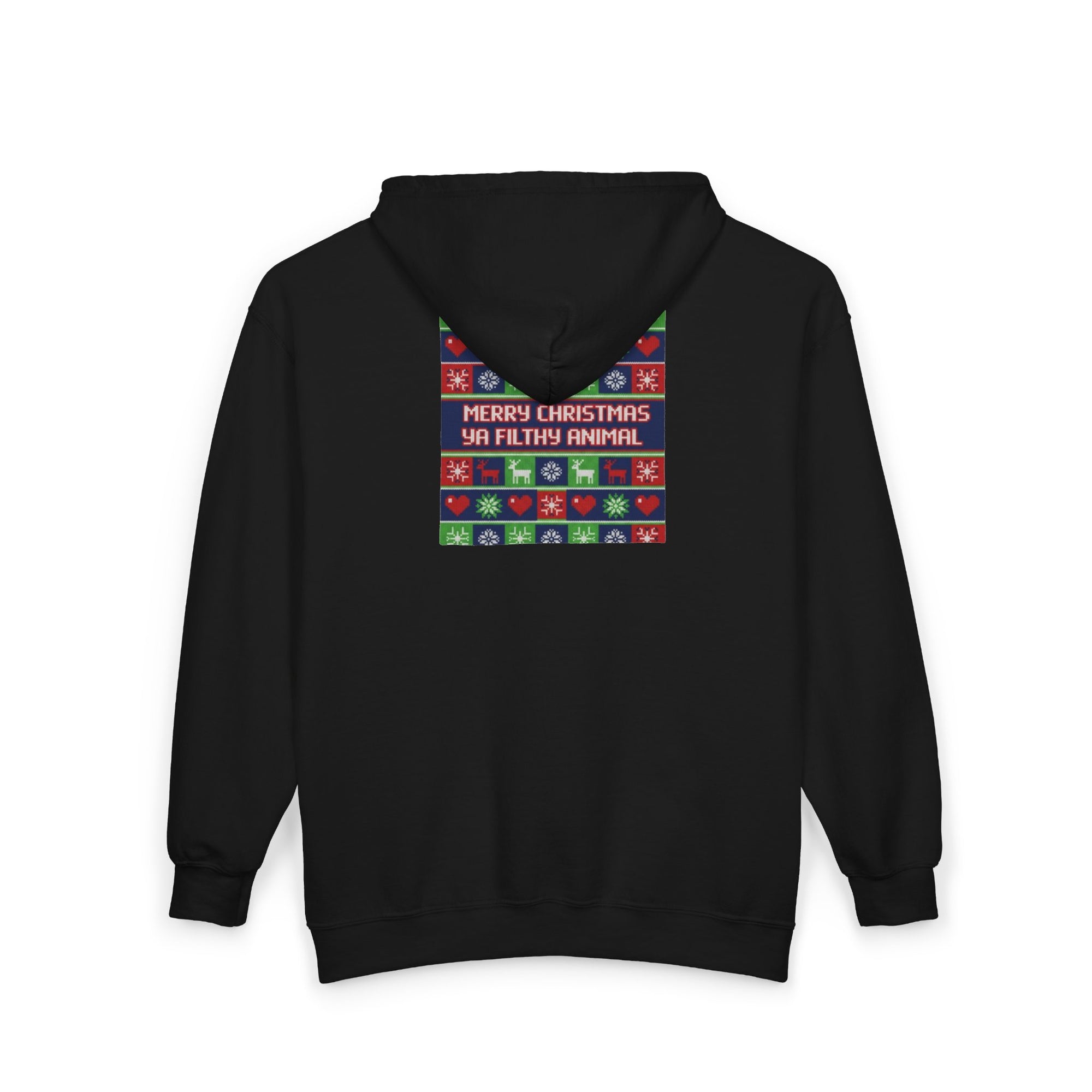 Christmas Gaming Zip Hoodie - "Merry Christmas Ya Filthy Animal" Ugly Sweater Design