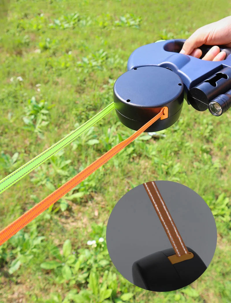 Retractable Dual Doggie Leash with LED Light