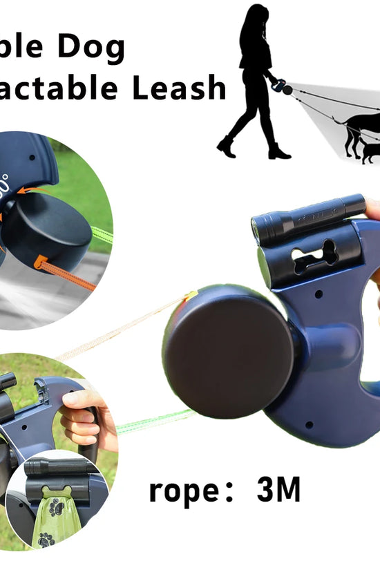 Retractable Dual Doggie Leash with LED Light